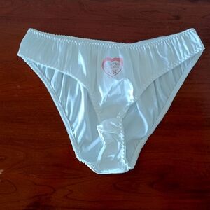 White Satin Heart Applique Panties, Size XL
